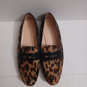 J.CREW ACADEMY LOAFERS IN LEOPARD CALF HAIR SIZE 7.5